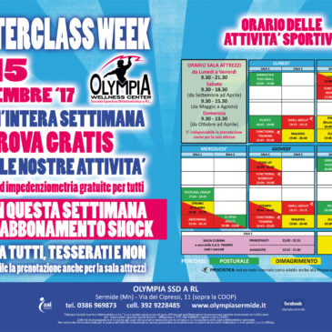 MASTERCLASS WEEK 11-15 settembre ’17